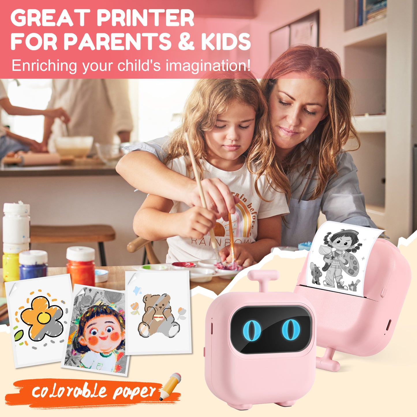 Thermal Mini Printer, X2 Inkless Sticker Maker With Thermal Papers & Sticker Papers, Bluetooth Portable Pocket Phone Printer For Notes, Receipts, Pictures, DIY, Compatible With IOS&Android
